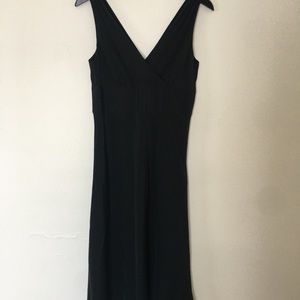 Black J.Crew 100% silk A-line midi dress